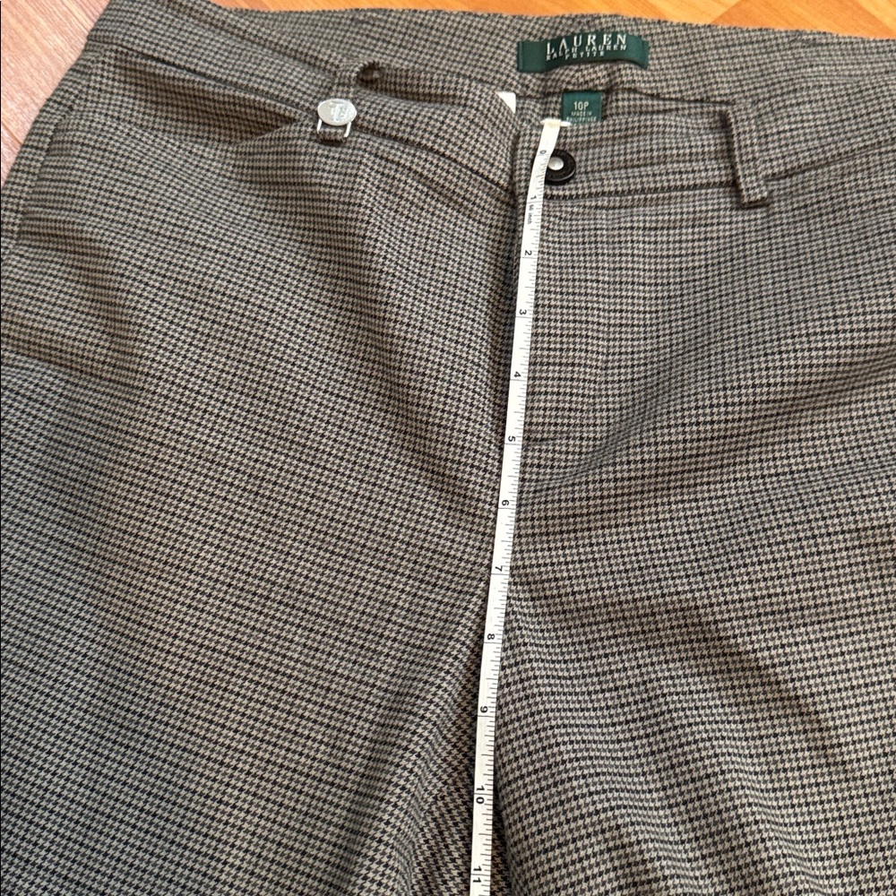 Ralph Lauren Size Petite 10 Pants Tapered Leg Houndstooth‎ Black Tan Pocket - Picture 7 of 7